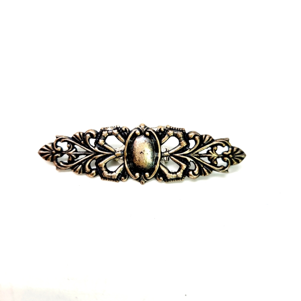 Vtg Sterling Silver Art Nouveau Repousse Openwrk Floral Bar Brooch Pin Victorian